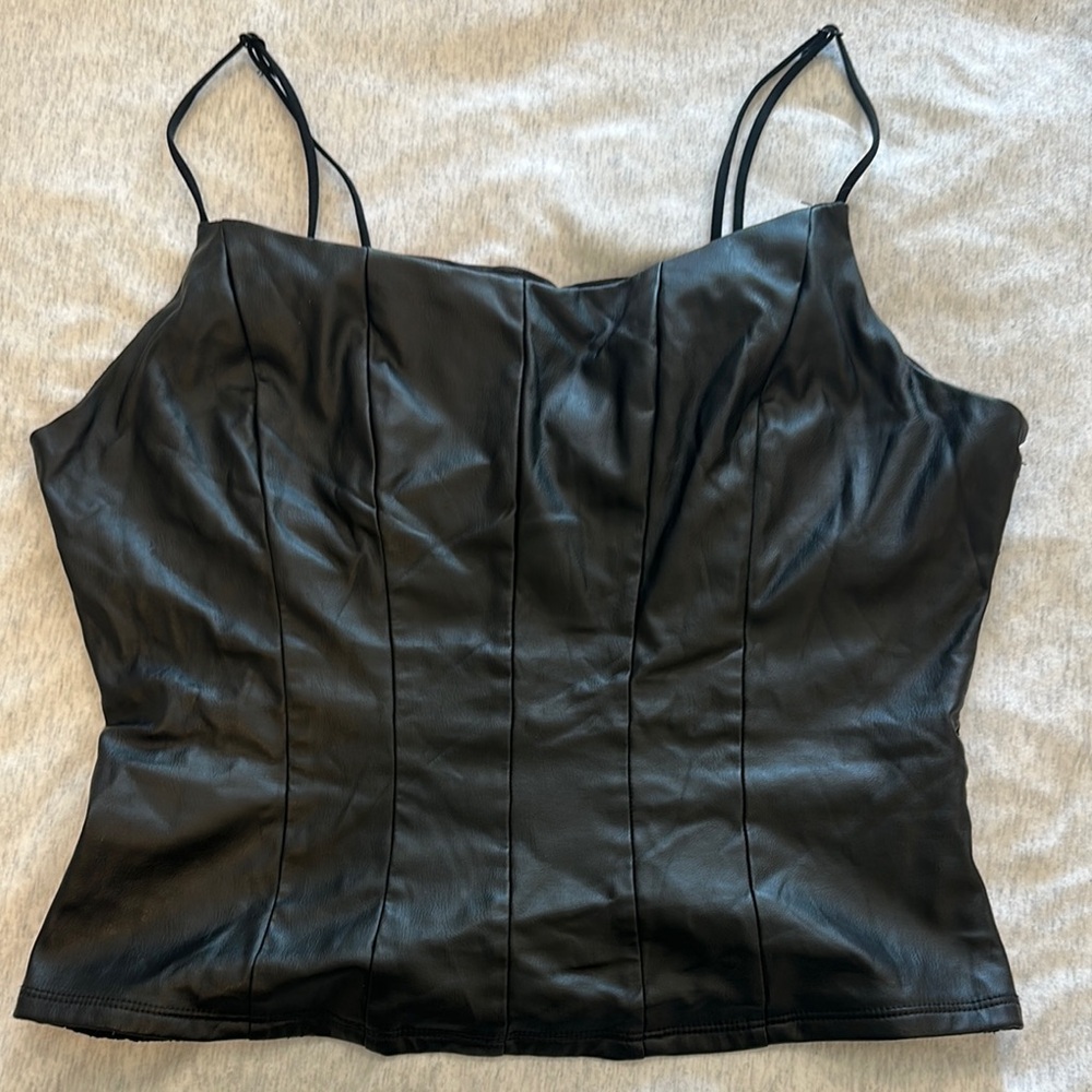 Black Leather Women's Top